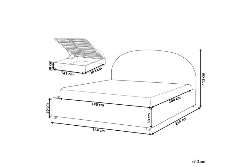 Säng med förvaring Vaucluse - Ljusblå/Polyester, 140x200 cm - Möbler - Säng - Sängram & sängstomme
