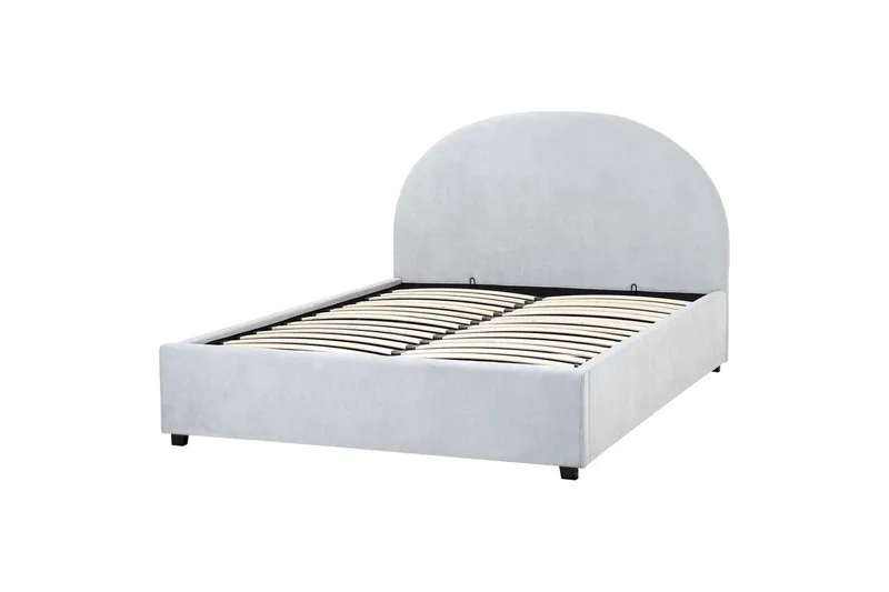 Säng med förvaring Vaucluse - Ljusblå/Polyester, 140x200 cm - Möbler - Säng - Sängram & sängstomme