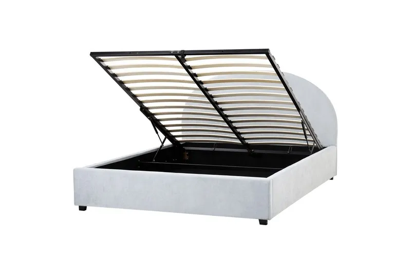 Säng med förvaring Vaucluse - Ljusblå/Polyester, 160x200 cm - Möbler - Säng - Sängram & sängstomme