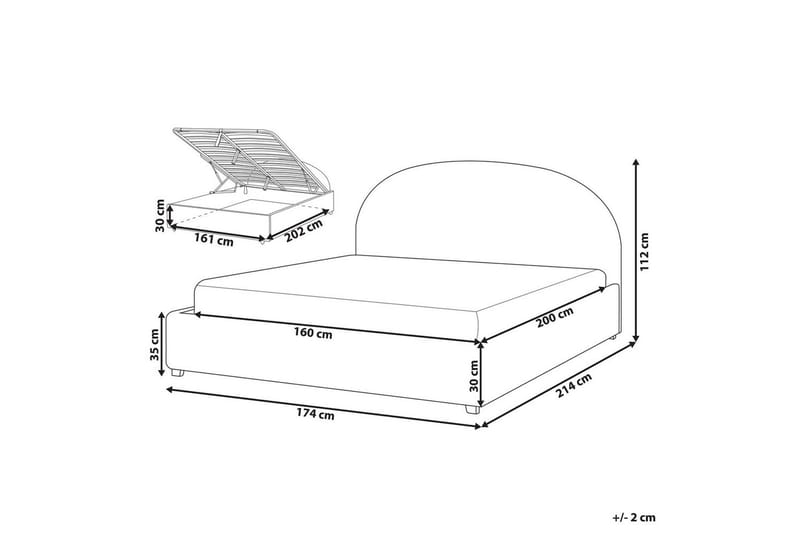Säng med förvaring Vaucluse - Ljusblå/Polyester, 160x200 cm - Möbler - Säng - Sängram & sängstomme