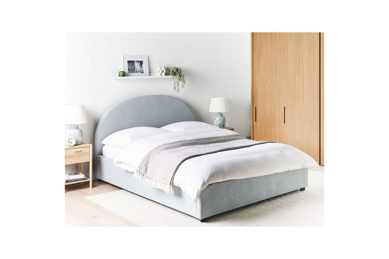 Säng med förvaring Vaucluse - Ljusblå/Polyester, 160x200 cm - Möbler - Säng - Sängram & sängstomme