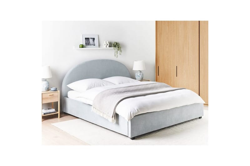 Säng med förvaring Vaucluse - Ljusblå/Polyester, 180x200 cm - Möbler - Säng - Sängram & sängstomme