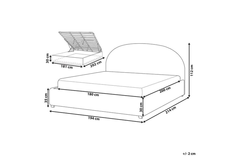 Säng med förvaring Vaucluse - Ljusblå/Polyester, 180x200 cm - Möbler - Säng - Sängram & sängstomme