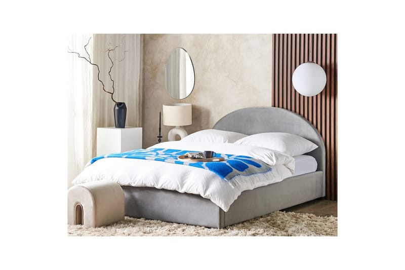 Säng med förvaring Vaucluse - Ljusgrå/Sammet, 180x200 cm - Möbler - Säng - Sängram & sängstomme