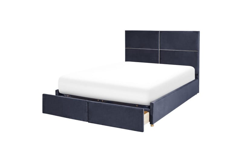 Säng med förvaring Vernoyes - Svart, guld, 160x200 cm - Möbler - Säng - Sängram & sängstomme