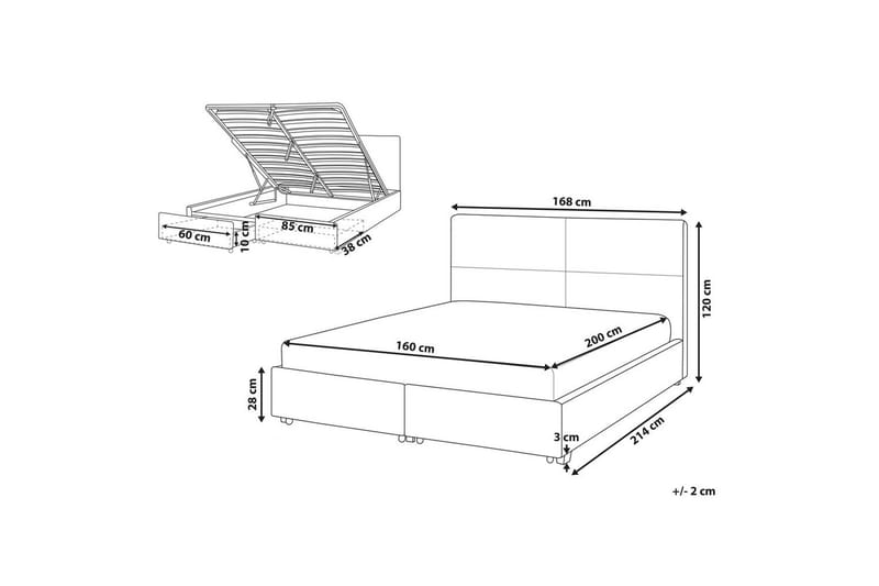 Säng med förvaring Vernoyes - Svart, guld, 160x200 cm - Möbler - Säng - Sängram & sängstomme