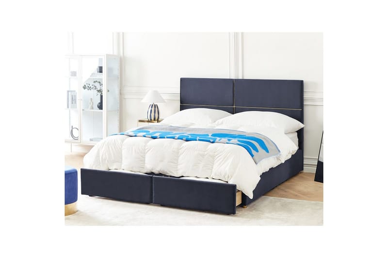 Säng med förvaring Vernoyes - Svart, guld, 180x200 cm - Möbler - Säng - Sängram & sängstomme