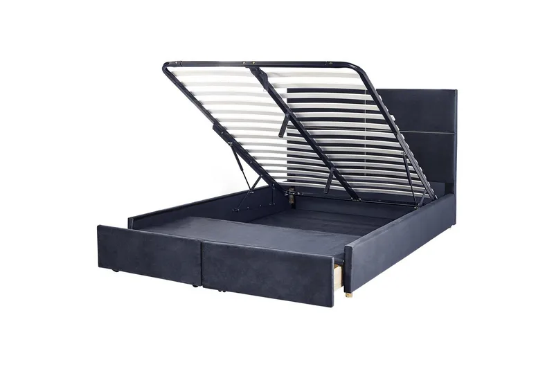 Säng med förvaring Vernoyes, Svart, guld, 180x200 cm