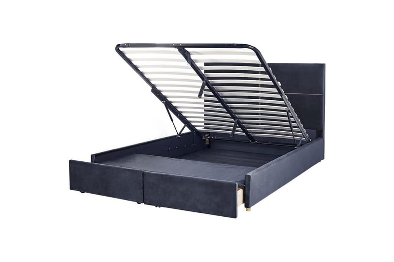 Säng med förvaring Vernoyes, Svart, guld, 180x200 cm