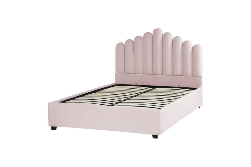 Säng med förvaring Vincennes - Rosa, Svart, 140x200 cm - Möbler - Säng - Sängram & sängstomme