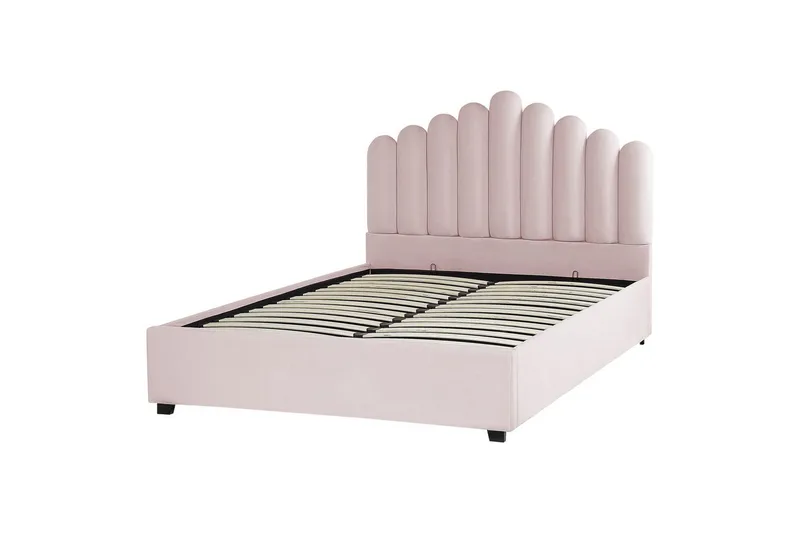 Säng med förvaring Vincennes - Rosa, Svart, 160x200 cm - Möbler - Säng - Sängram & sängstomme