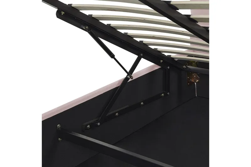 Säng med förvaring Vincennes - Rosa, Svart, 160x200 cm - Möbler - Säng - Sängram & sängstomme