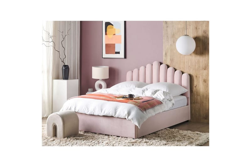 Säng med förvaring Vincennes - Rosa, Svart, 160x200 cm - Möbler - Säng - Sängram & sängstomme