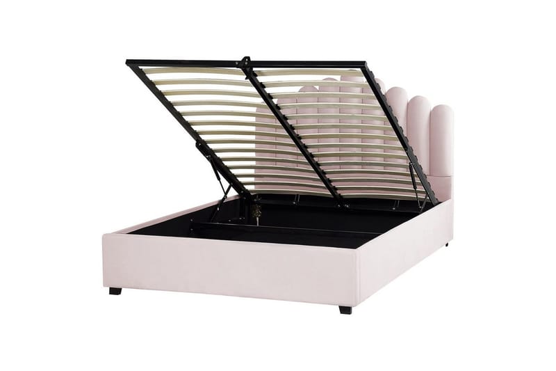 Säng med förvaring Vincennes - Rosa, Svart, 160x200 cm - Möbler - Säng - Sängram & sängstomme