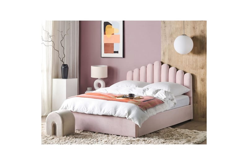 Säng med förvaring Vincennes - Rosa, Svart, 180x200 cm - Möbler - Säng - Sängram & sängstomme