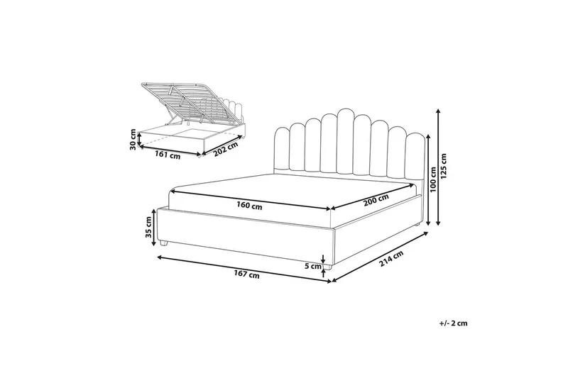 Säng med förvaring Vincennes - Taupe, svart, 160x200 cm - Möbler - Säng - Sängram & sängstomme
