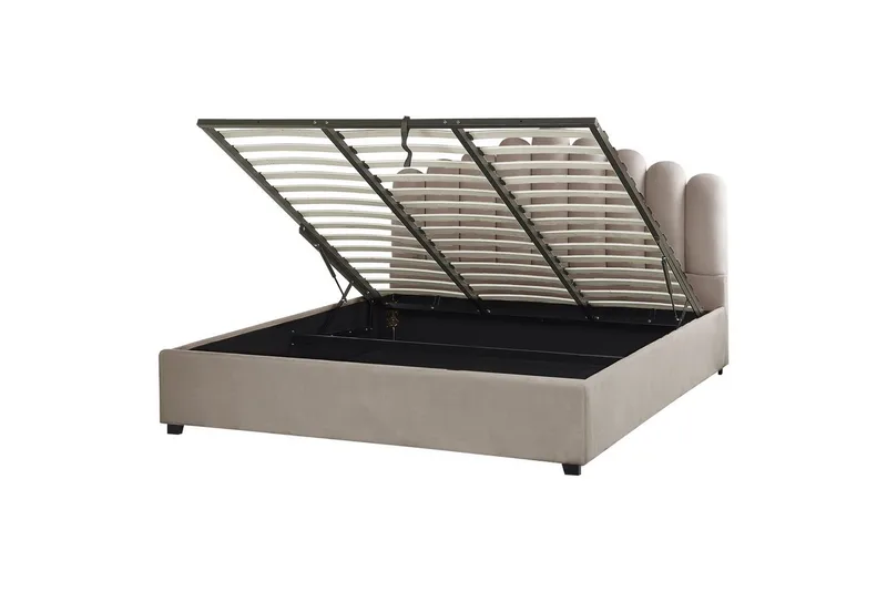 Säng med förvaring Vincennes, Taupe, svart, 180x200 cm