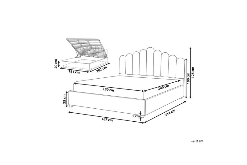 Säng med förvaring Vincennes - Vit, Svart, 180x200 cm - Möbler - Säng - Sängram & sängstomme