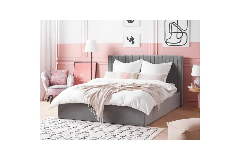 Säng med förvaring Vion - Grå, 160x200 cm - Möbler - Säng - Sängram & sängstomme