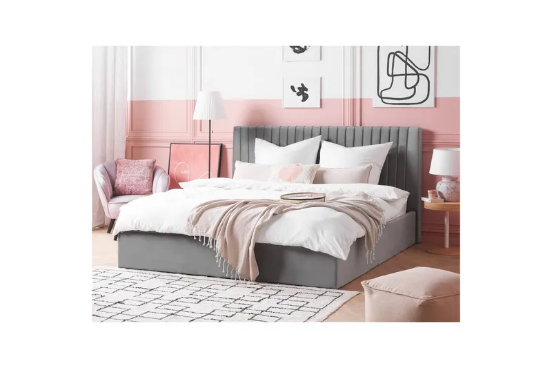 Säng med förvaring Vion - Grå, 180x200 cm - Möbler - Säng - Sängram & sängstomme