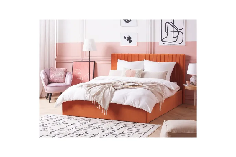 Säng med förvaring Vion - Orange, 160x200 cm - Möbler - Säng - Sängram & sängstomme