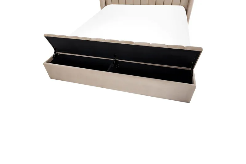 Säng med förvaringsbänk Noyers - Beige, 160x200 cm - Möbler - Säng - Sängram & sängstomme
