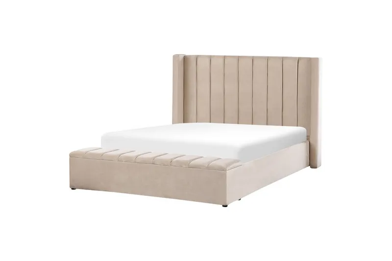 Säng med förvaringsbänk Noyers - Beige, 160x200 cm - Möbler - Säng - Sängram & sängstomme
