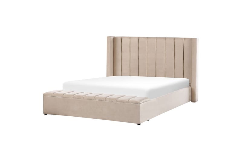 Säng med förvaringsbänk Noyers - Beige, 180x200 cm - Möbler - Säng - Sängram & sängstomme