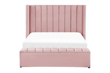Säng med förvaringsbänk Noyers - Rosa, 140x200 cm - Möbler - Säng - Sängram & sängstomme
