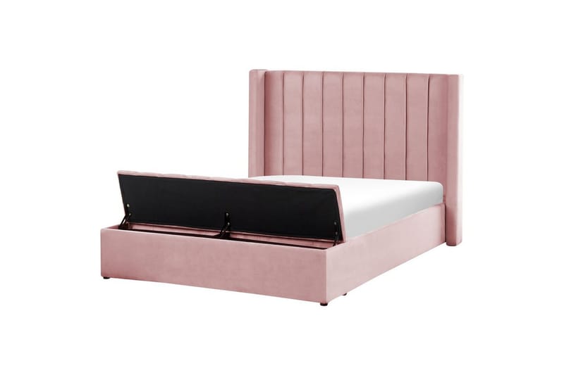 Säng med förvaringsbänk Noyers, Rosa, 140x200 cm