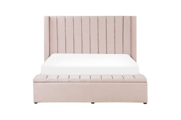 Säng med förvaringsbänk Noyers Rosa, 160x200 cm - Rosa, 160x200 cm - Möbler - Säng - Familjesäng