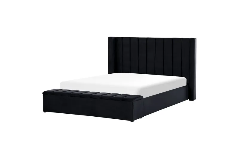 Säng med förvaringsbänk Noyers - Svart, 180x200 cm - Möbler - Säng - Sängram & sängstomme