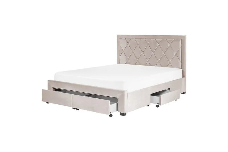 Säng med förvaringslådor Lievin - Beige, 160x200 cm - Möbler - Säng - Sängram & sängstomme