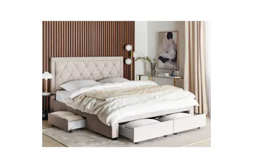 Säng med förvaringslådor Lievin - Beige, 180x200 cm - Möbler - Säng - Sängram & sängstomme