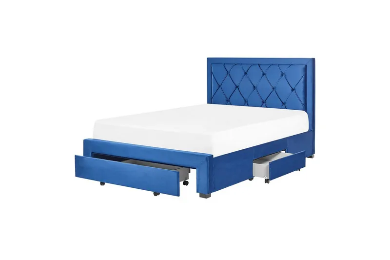 Säng med förvaringslådor Lievin - Blå, 140x200 cm - Möbler - Säng - Sängram & sängstomme
