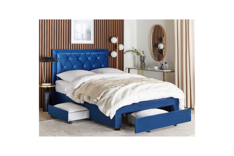 Säng med förvaringslådor Lievin - Blå, 140x200 cm - Möbler - Säng - Sängram & sängstomme