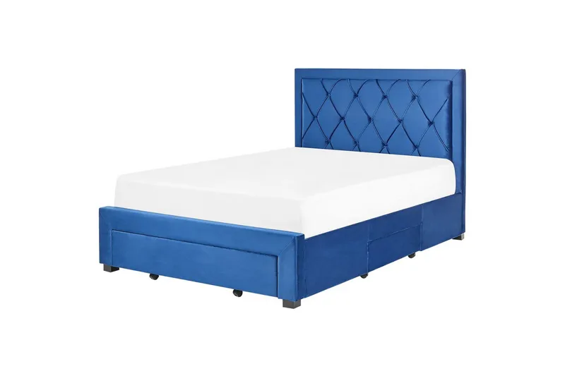 Säng med förvaringslådor Lievin - Blå, 140x200 cm - Möbler - Säng - Sängram & sängstomme