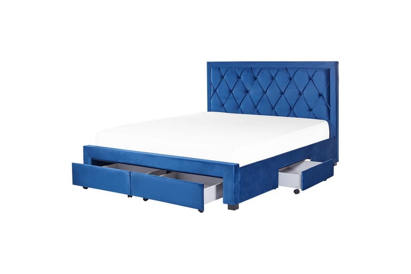 Säng med förvaringslådor Lievin - Blå, 180x200 cm - Möbler - Säng - Sängram & sängstomme
