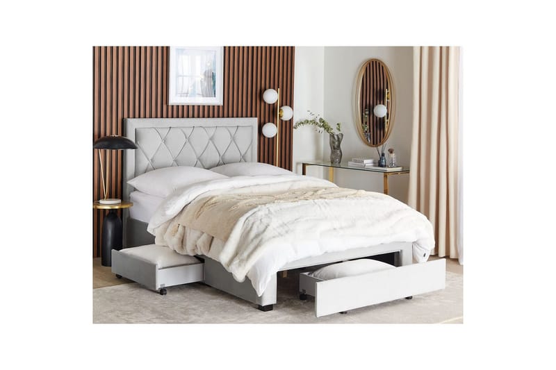 Säng med förvaringslådor Lievin - Grå, 140x200 cm - Möbler - Säng - Sängram & sängstomme