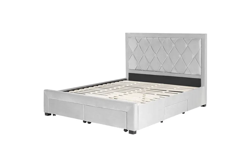 Säng med förvaringslådor Lievin, Grå, 160x200 cm