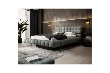 Säng med klädsel Eltap Magentta - 160x200 cm, Touch 100, Blå - Möbler - Säng - Sängar med förvaring