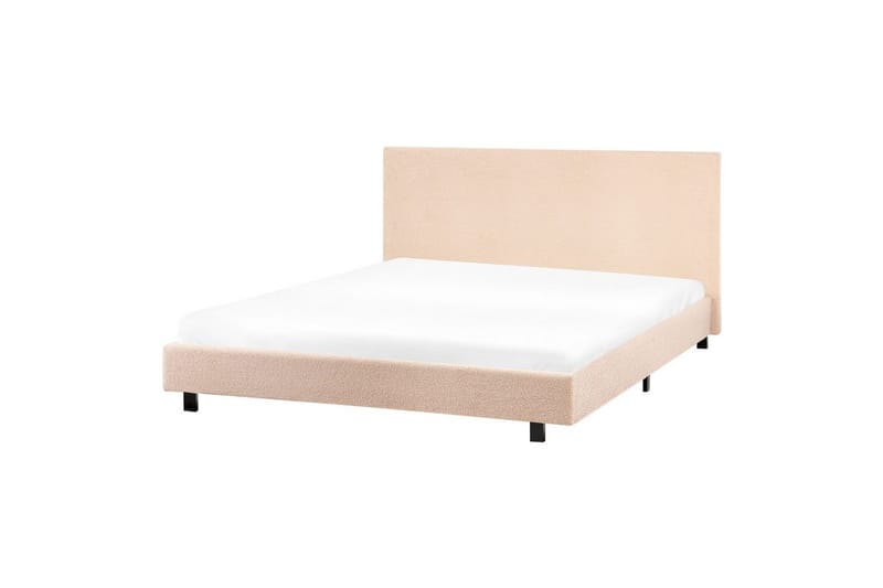 Säng med lamellram Albi - Beige, svart/Bouclé, 160x200 cm - Möbler - S äng - Sängram & sängstomme