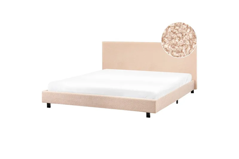 Säng med lamellram Albi - Beige, svart/Bouclé, 180x200 cm - Möbler - Säng - Sängram & sängstomme