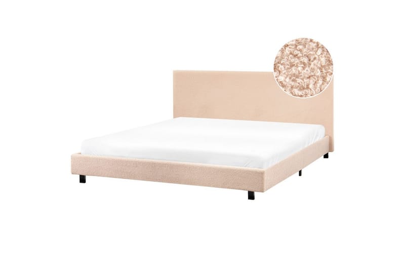 Säng med lamellram Albi - Beige, svart/Bouclé, 180x200 cm - Möbler - Säng - Sängram & sängstomme