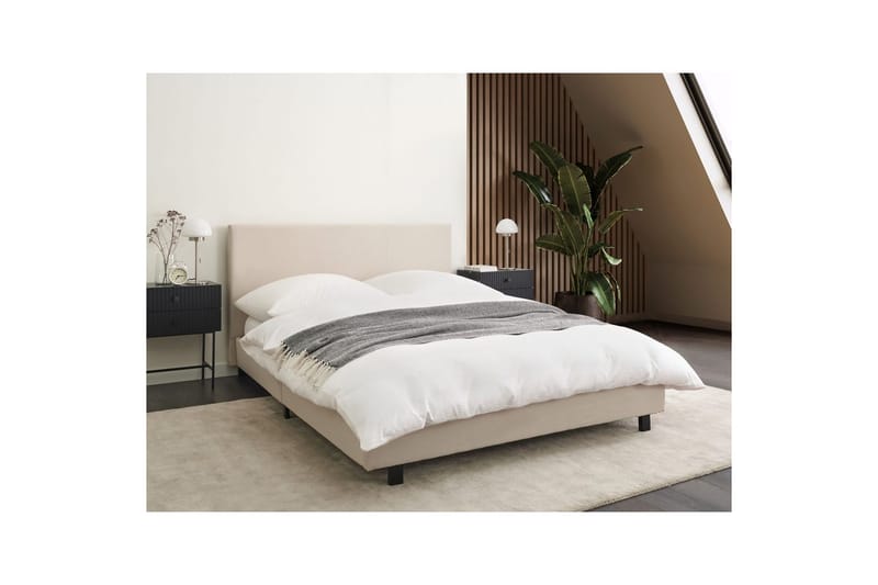 Säng med lamellram Albi - Beige, svart/Polyester, 140x200 cm - Möbler - Säng - Sängram & sängstomme