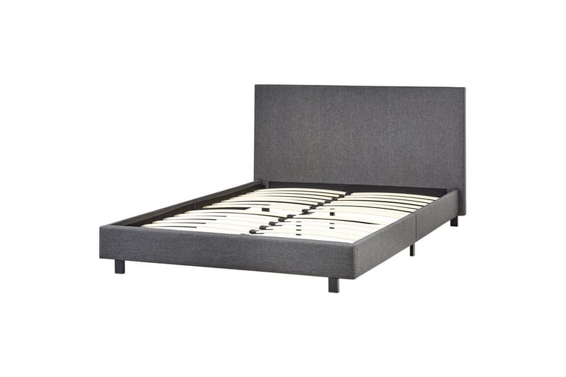 Säng med lamellram Albi - Grå, svart/Polyester, 140x200 cm - Möbler - Säng - Sängram & sängstomme