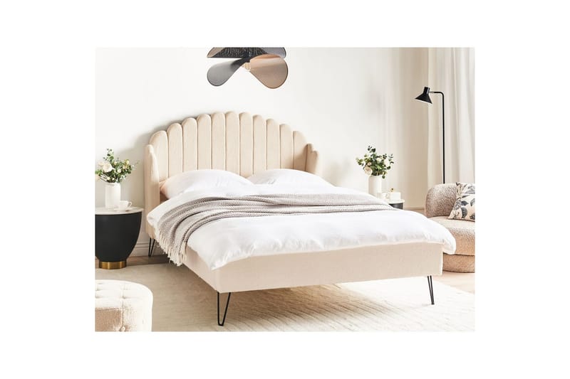 Säng med lamellram Ambillou - Beige, svart, 140x200 cm - Möbler - Säng - Sängram & sängstomme