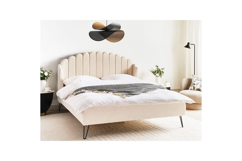 Säng med lamellram Ambillou - Beige, svart, 160x200 cm - Möbler - Säng - Sängram & sängstomme