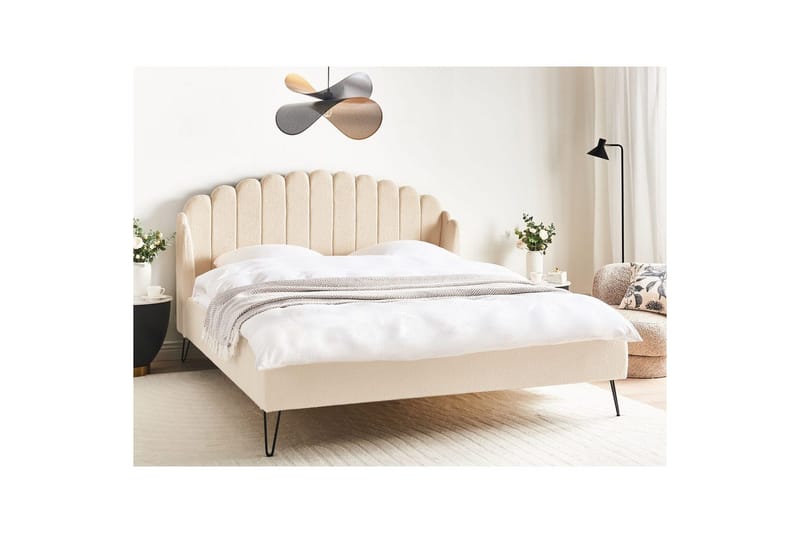 Säng med lamellram Ambillou - Beige, svart, 180x200 cm - Möbler - Säng - Sängram & sängstomme