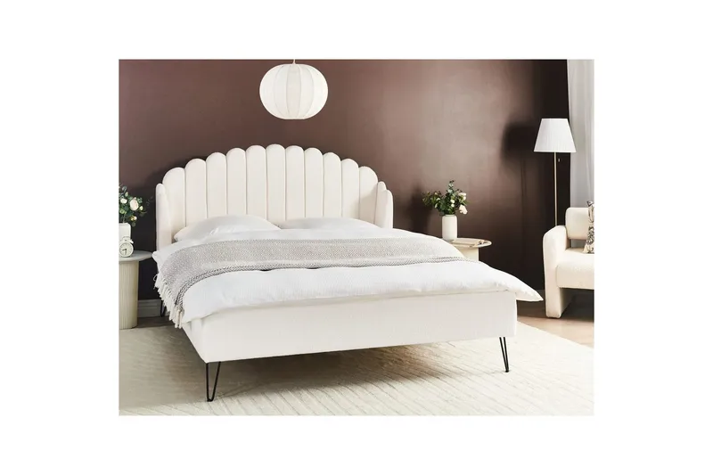 Säng med lamellram Ambillou - Vit, Svart, 160x200 cm - Möbler - Säng - Sängram & sängstomme